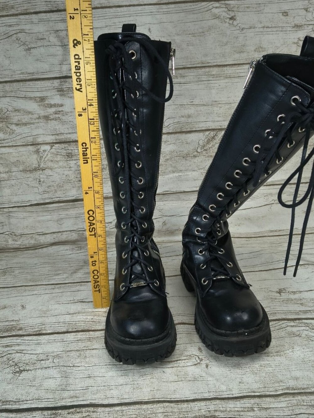 Delia's Black Lace Up Chunky Sole Combat Boots Women Size 7 - Picture 2 of 10